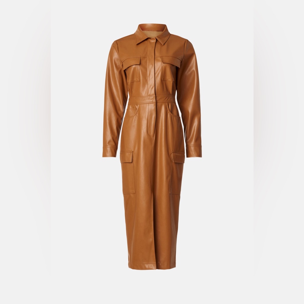 Marissa Webb Brown Leather Jacket Dress